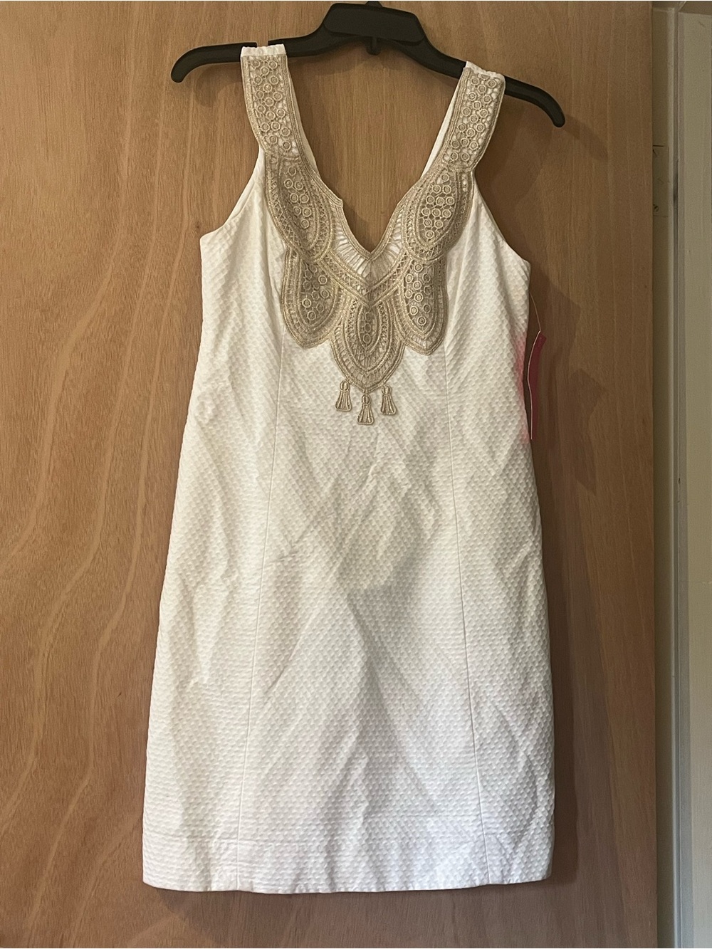 Lilly Pulitzer White Chemise with Gold Embroidered Yoke